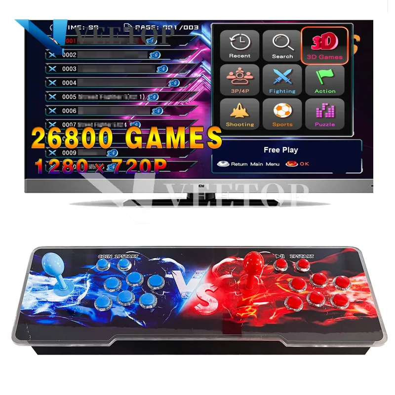 Новый дизайн, 3d аркадная Игровая приставка, HD 26800 в 1, ретро-аркадная Игровая приставка, игровые приставки