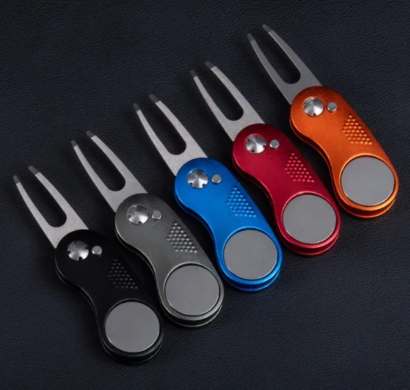 Switchblade Foldable Metal Magnetic Golf Divot Repair Tool with UK flag Ball Marker