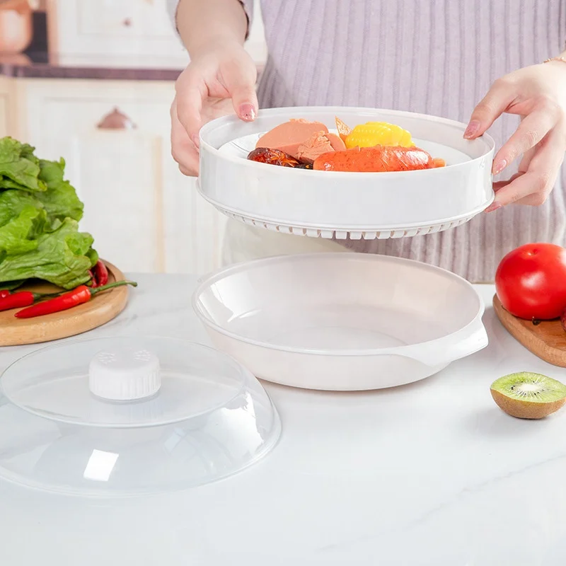 Multi-Purpose BPA FREE Plastic Microwave Steamer For Healthy Cooking Quick Fast Vegetables, Meats, Poultry Fish - Vented Knob