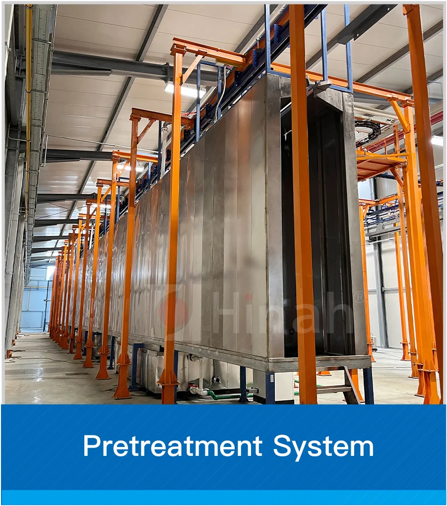 Automatic cabinet aluminum profiles electrostatic powder coating system with spraying pretreatment