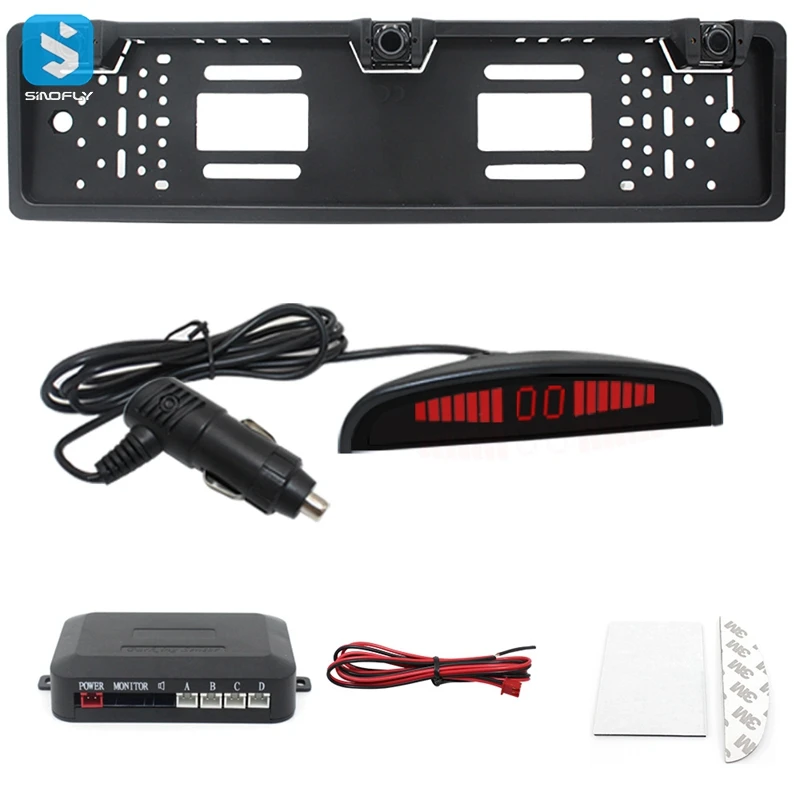 Датчик парковки Светодиодный дисплей Европейский автомобильный номерной знак рамка