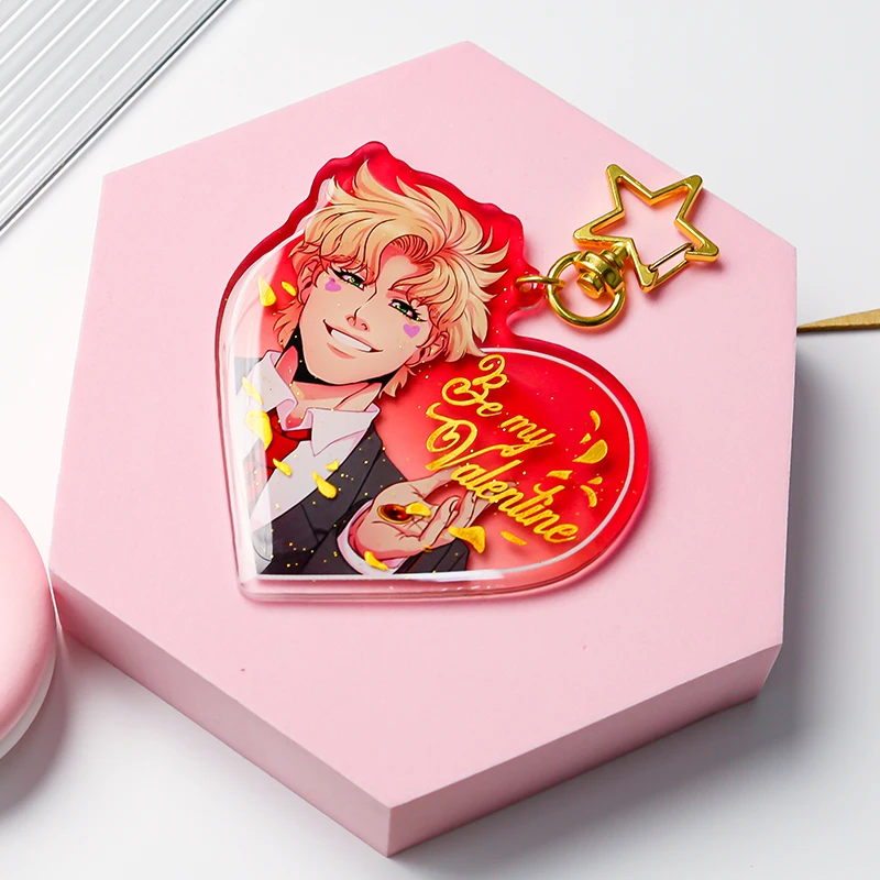 Juno creative double sided keychain laser cut anime Holographic holo rainbow glitter epoxy  clear custom Acrylic Charm