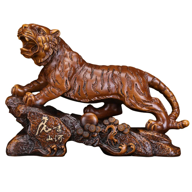 resin Tiger Roaring Mountain and River Tiger Decoration Feng Shui Home Decoration Office Desktop Craft Gifts