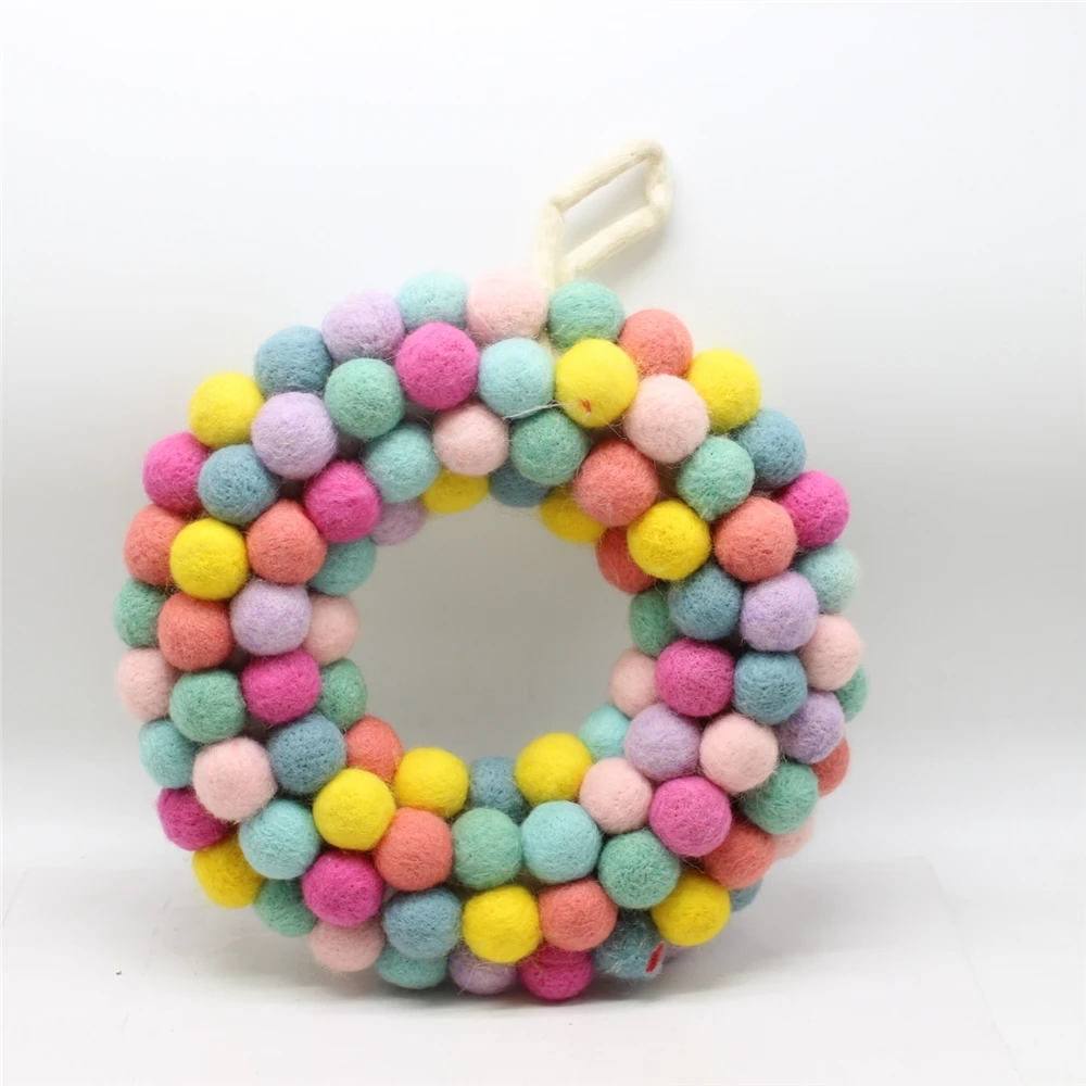 crochet christmas ornament felt wool ball garland for wholesales