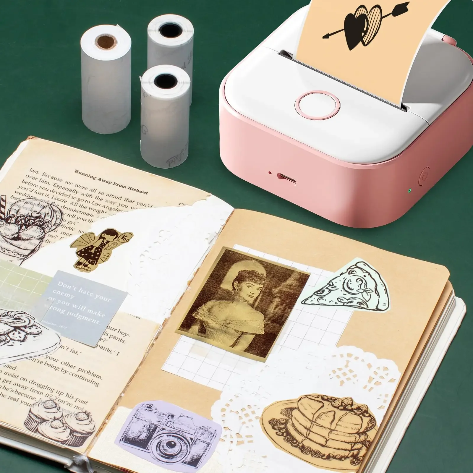 203dpi T02 Mini Pocket Printer Phomemo Thermal Sticker Printer for Printing Text Photo Study Notes Sticker DIY Journal Craft