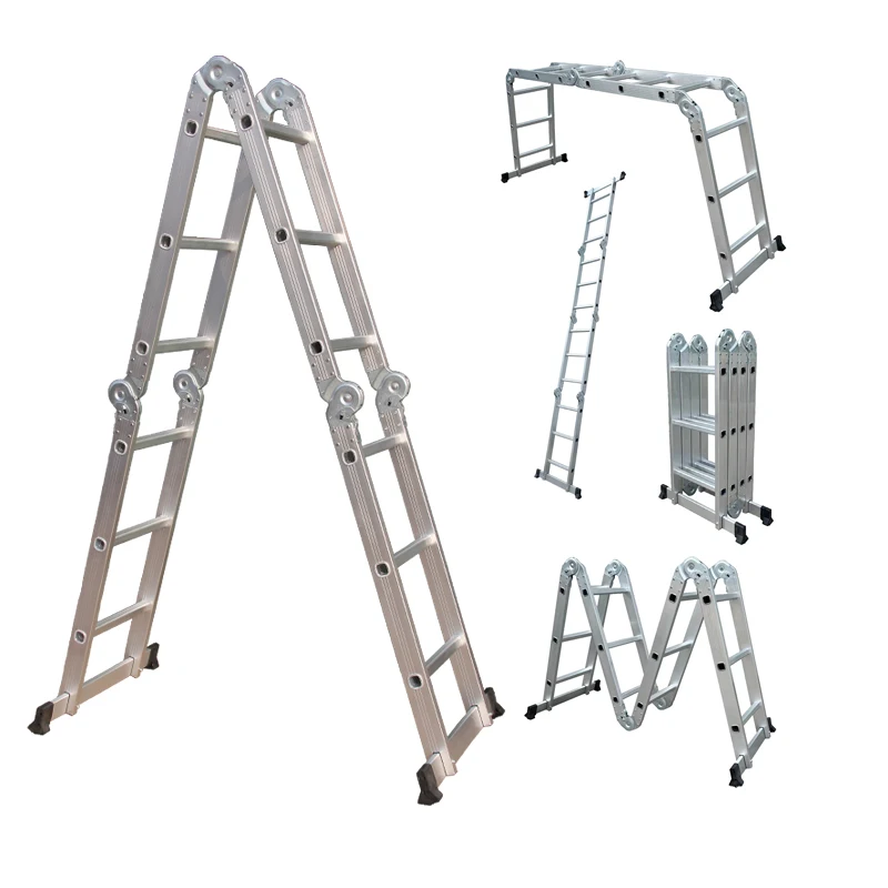 WEIKEN 4*3 Steps Aluminum Multi-purpose Ladder With Small Hinge Folding Ladders Foldable Multifunctional Ladder
