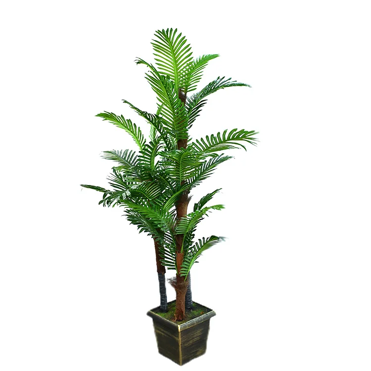 4ft 5ft 6ft Faux Palm Tree with Black Pot Planted Kwai Plant Home Decor Modern Artificial Gold Cane Silk Palm Tree