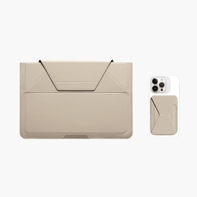 Custom Urban Travel Work Laptop Cover Computer Protective Bag PU Leather Laptop Sleeve Magnetic Snap-on Phone Stand