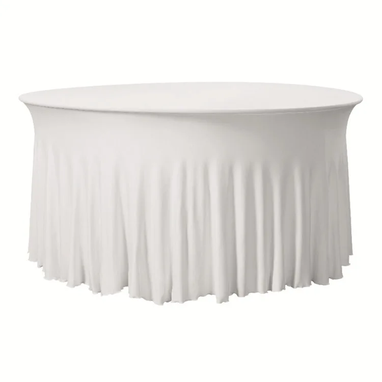 Wholesale Custom Round Table Cover Wrinkle Resistant Spandex Table Cloth With Skirt For Parties