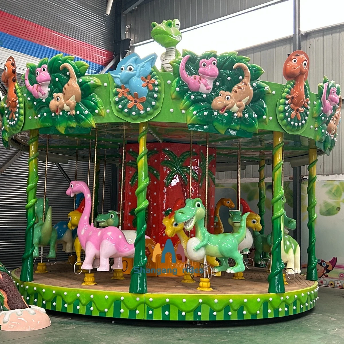 Low Cost Luxury Design 16 Seats Dinosaur Carousel Rides Merry Go Round Carousel For Amusement Park