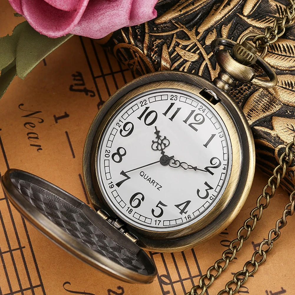 Vintage Chain Pendant Clock Bronze Relogio de bolso Jedi Order Theme Quartz Necklace Pocket Watch For Men Gift
