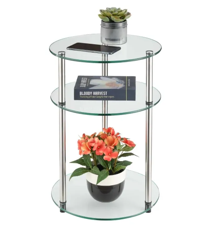 Modern saving three-layer glass small side table tea table sofa bedroom head of bed