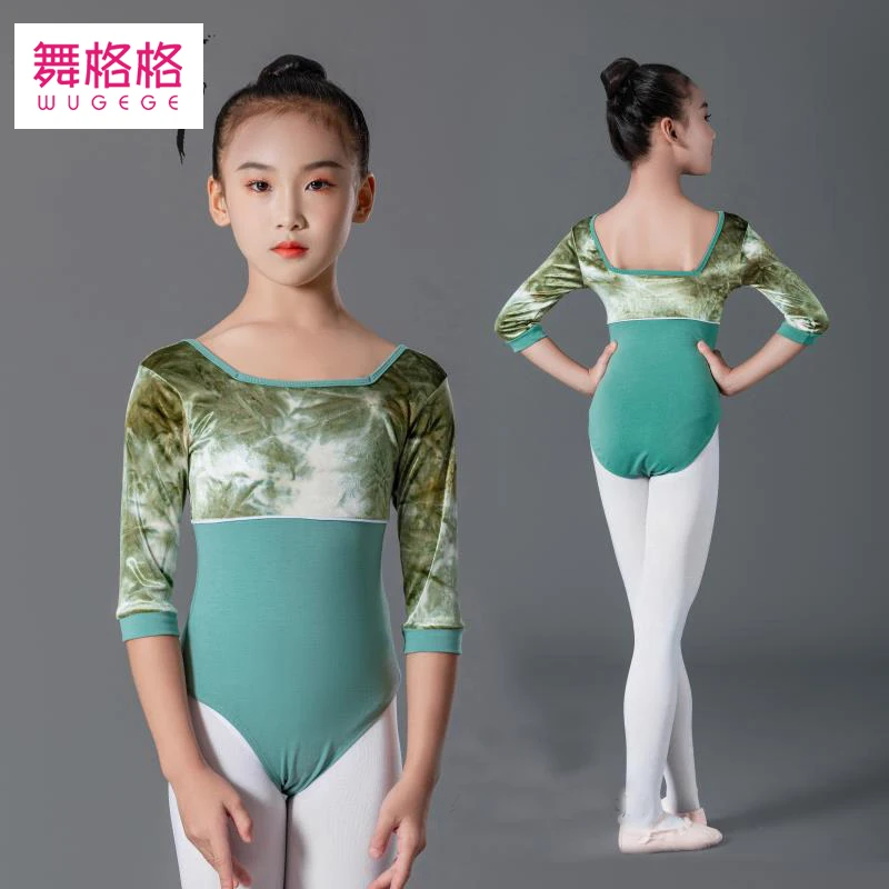 ht73 2023 High quality Kids Girls Ballet Girls splicing wholesale Ballet Dance kids  Leotard