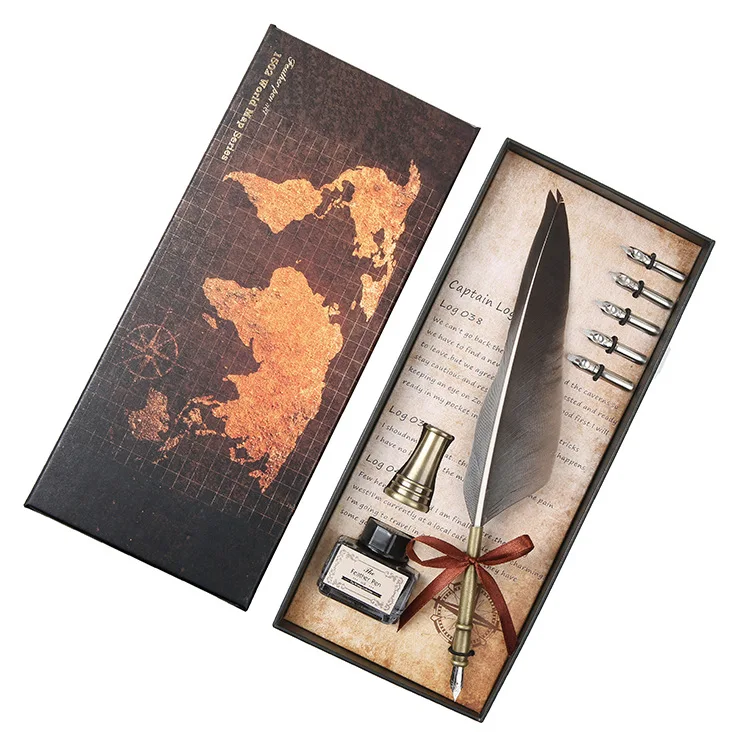 Gift Set Quill Feather Calligraphy Fountain Pen Beautiful Personalized Luxury Other Metals