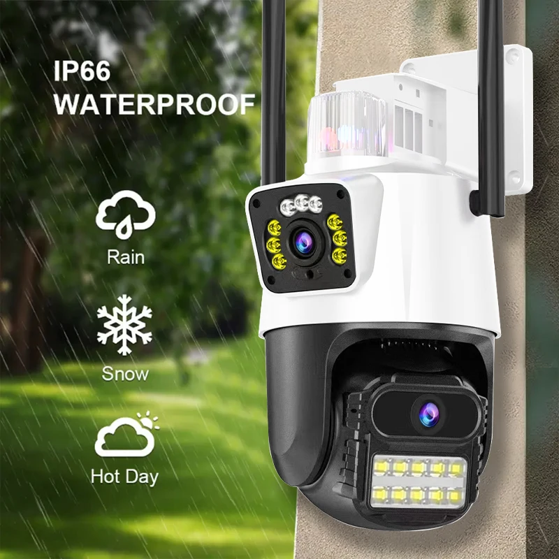 Smart AI Dual Lens Pan-Tilt Pi Night Vision Outdoor Indoor Security Camera Waterproof Network 18xxx Video Camera