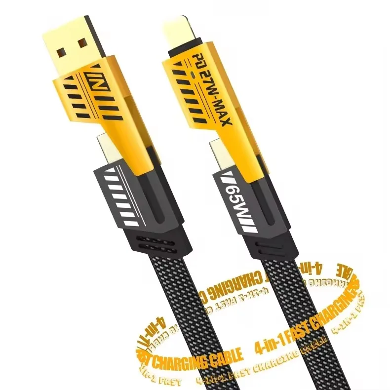 4 in 1 Fast Charging Cable USB Type C 65W Charger Data Cord Multi-device PD 27W Flash Charging Wire for iPhone 15 14 Type C
