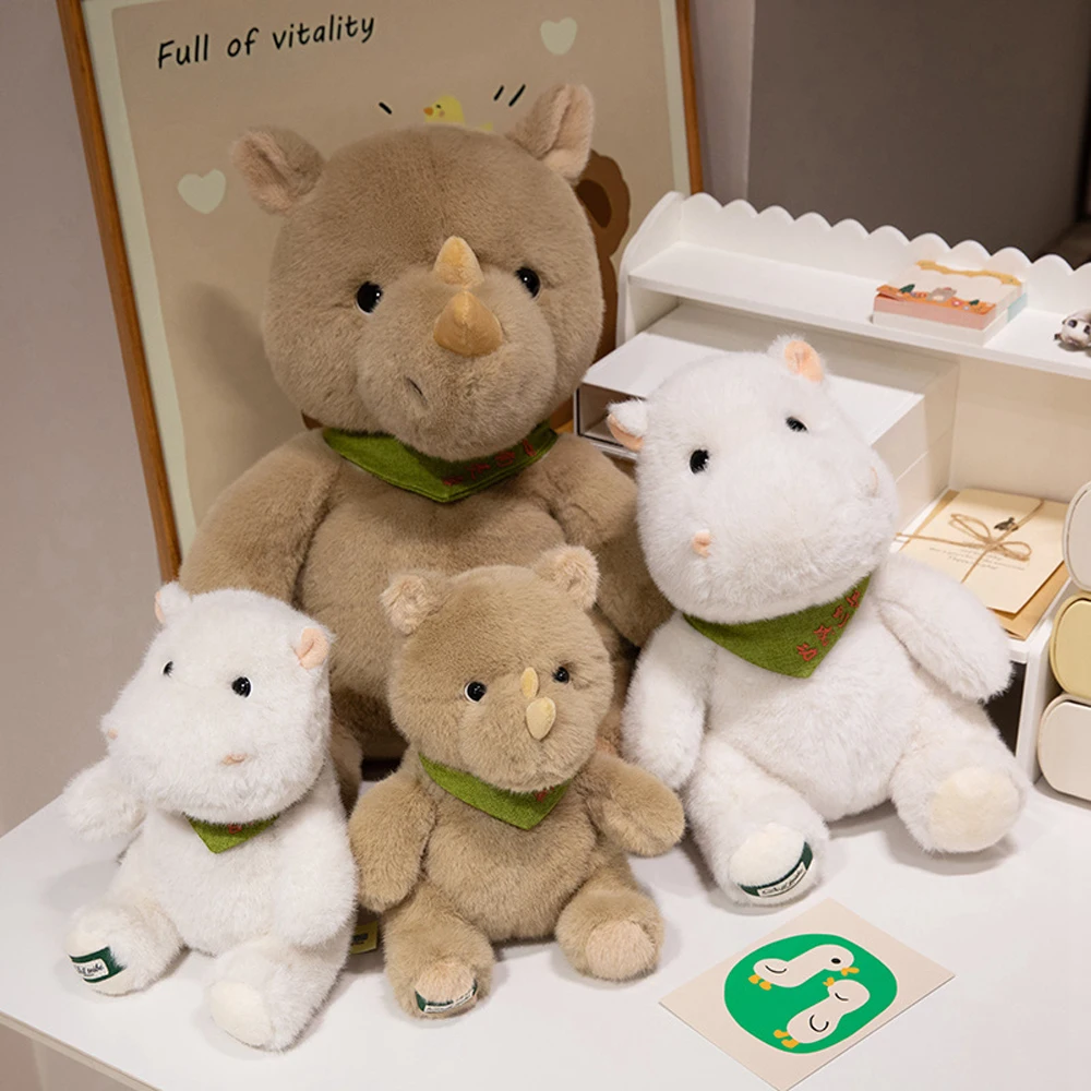 Kawaii Lifelike Wild Animal Stuffed Rhino Toys Cozy Hippo Plush Dolls Customized Design Personalized Logo Embroidery ISO Factory