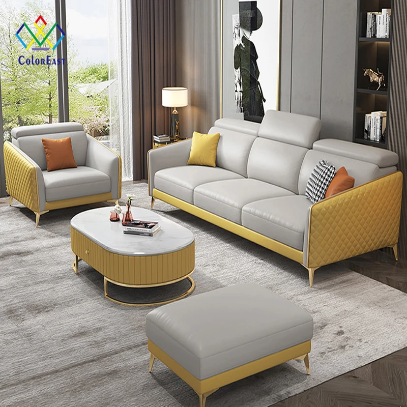 Italian Imported Leather Environmentally Friendly and Healthy Materials High Rebound Sponge Sectional Sofa CELS015