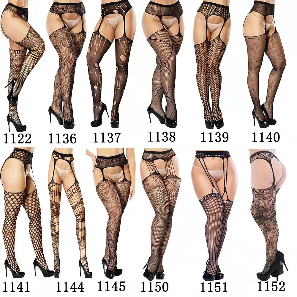 Wholesale High Quality Tights Women Sexy Fashion Standard OEM ODM Print Knitted Crotchless Pantyhose Fishnet Stockings