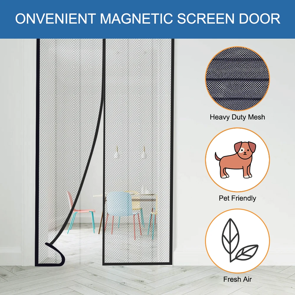 Magnetic Screen Door Curtain Anti-Mosquito Net Fly Insect Screen Mesh Automatic Closing Door Screen Magic  Magnetic Door Curtain