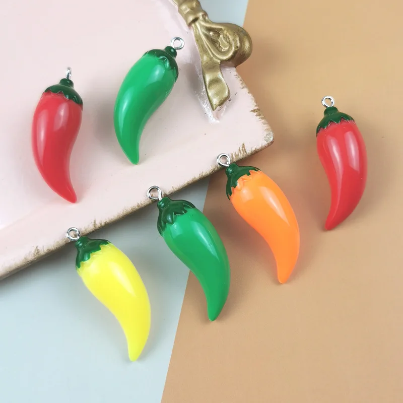 Resin Simulation Pepper Chilli Pendants Charms for Making Necklace Earrings Keychain DIY Jewelry Accessories Supplies