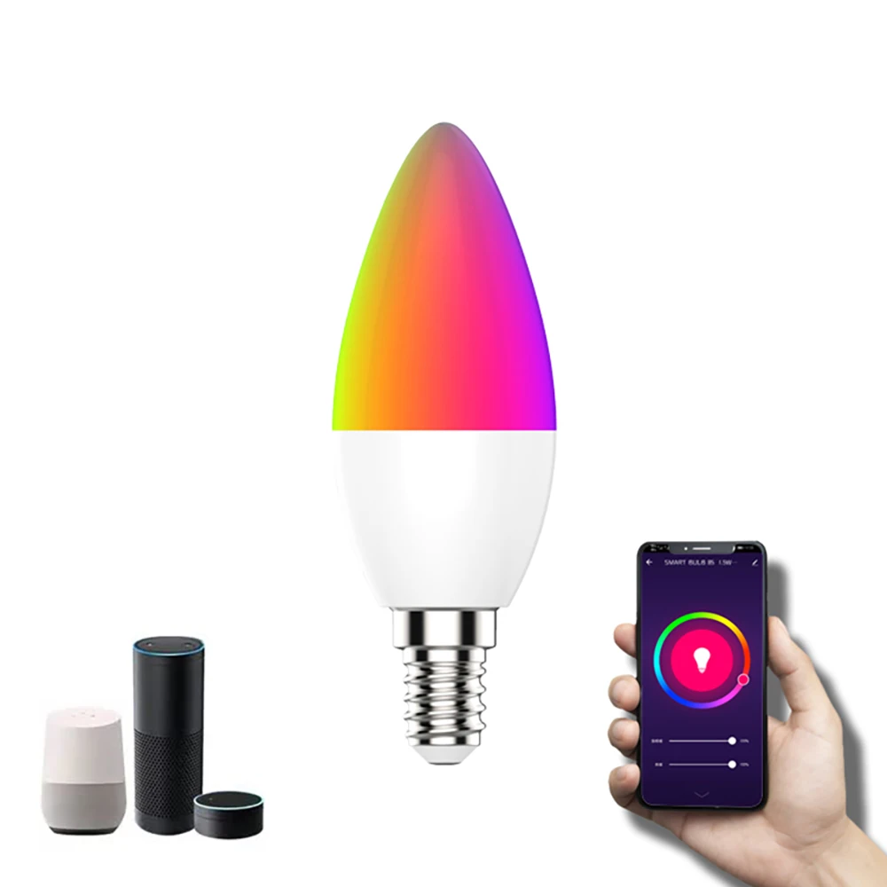 Wholesale Electronic Remote Control Chandelier Style Candle Wifi Light Music Zigbee Smart RGB 5W Bulbs Dimmable e14 Led Bulb