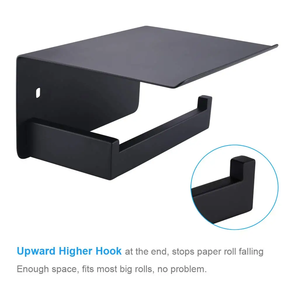 Rustproof Self Adhesive Toilet Paper Holder with Phone Shelf SUS304 Stainless Steel Wall Mounted Toilet Paper Tissue Roll Holder