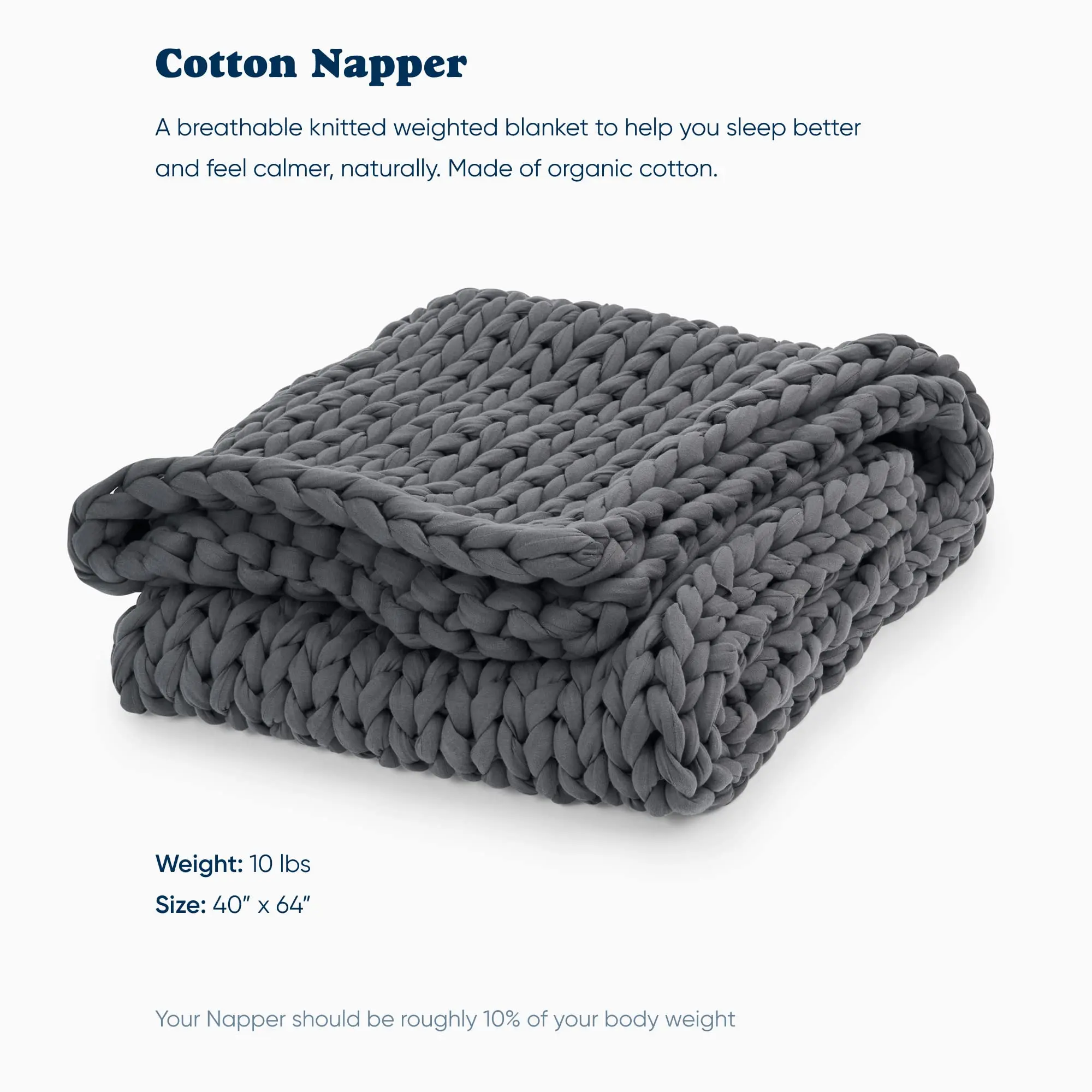 Knit Weighted Blanket  - Chunky Knit Blanket - Sustainable, Breathable, Organic - Machine Washable for Easy Maintenance