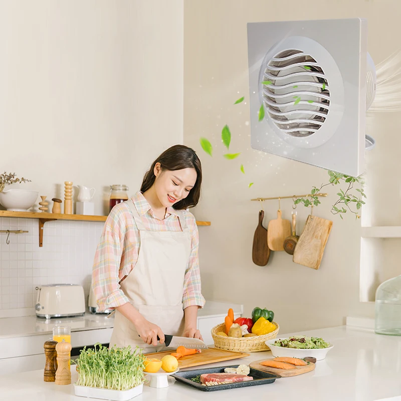 Custom 2023 New Design High Wind Mute Extractor Fan Bathroom With Shutter Automatic Bathroom Exhaust Fan ABS