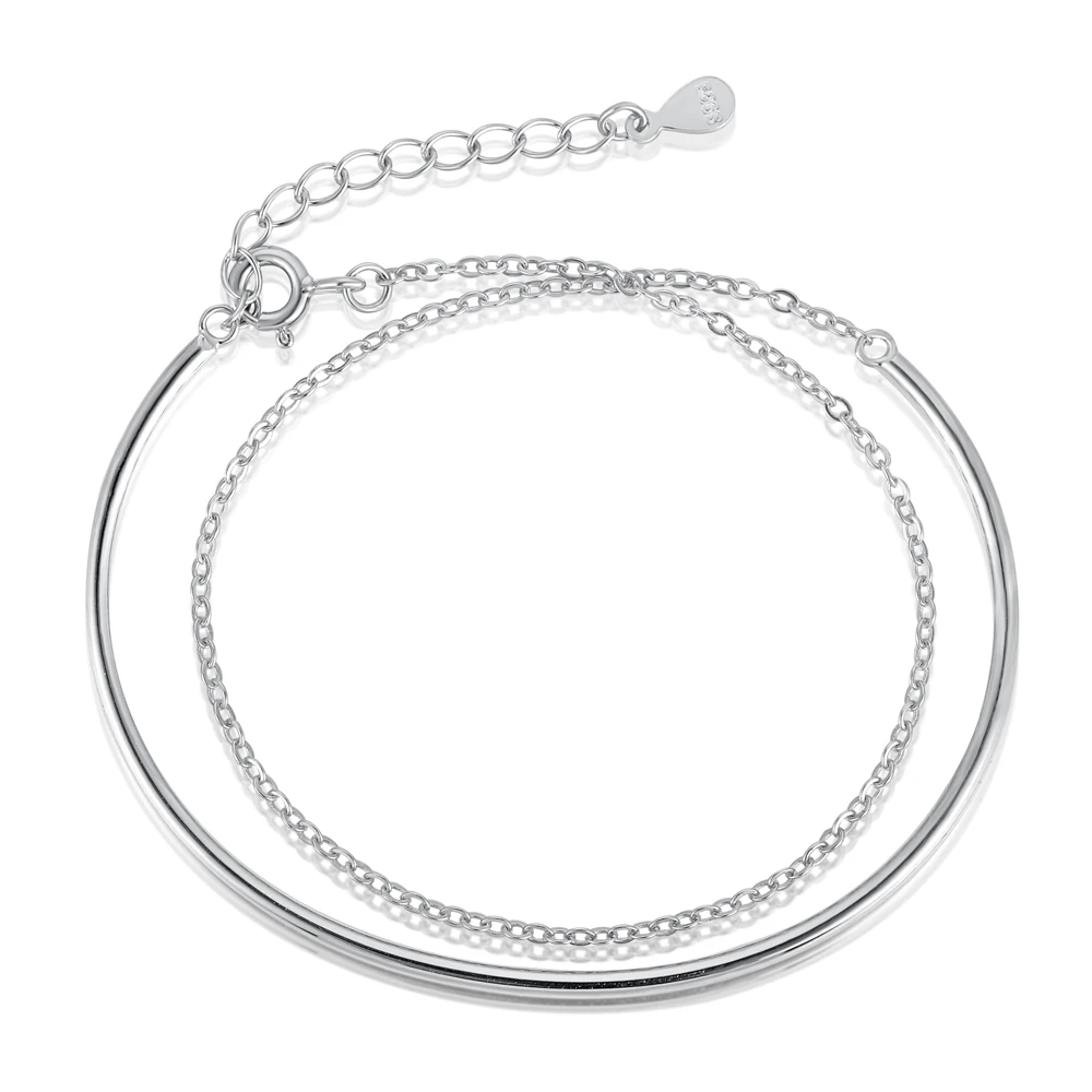 Dylam New Arrival In Stock Simple Design S925 Silver Rhodium Plated Layer Women Daily Wear Jewelry Bangle & Bracelet
