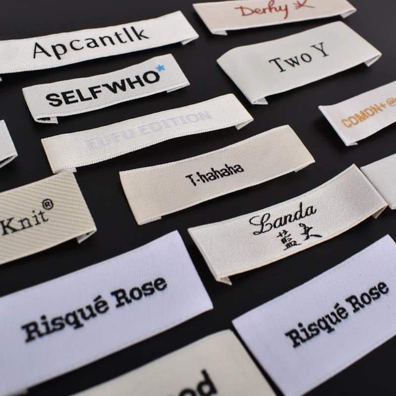 Custom Clothing Woven Label Durable Polyester End Fold Neck Labels for Garments for Shoes and Bags woven labels