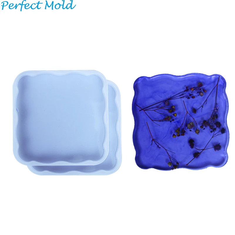 Reusable craft uv epoxy resin art casting making mould custom logo diy silicone rubber cup pad square coaster mold