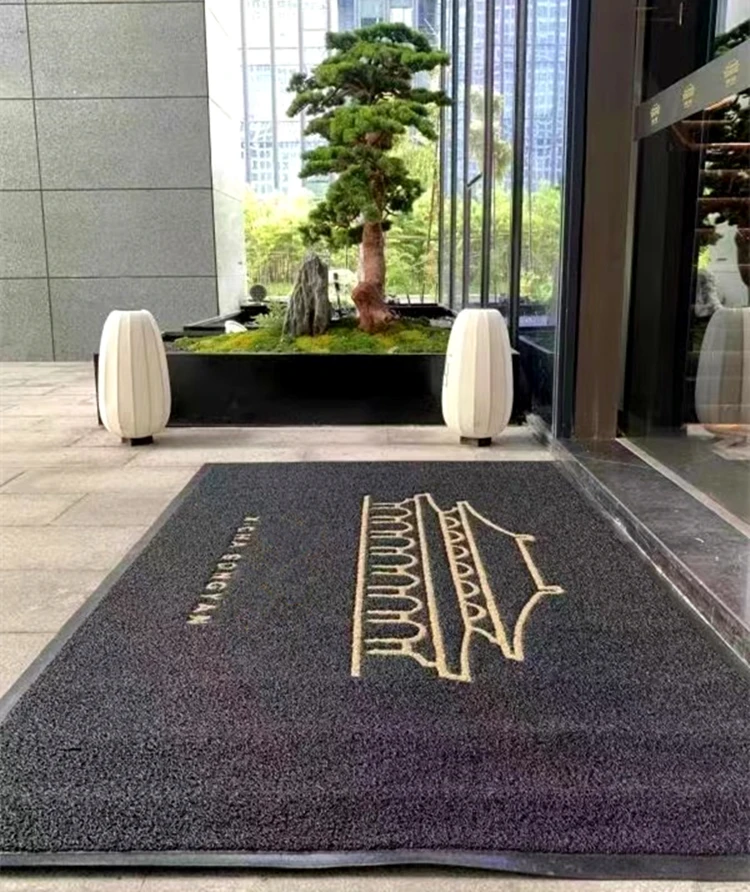 Factory PVC  Welcome Commercial Carpet Black Logo Mat Custom Printed Rubber Floor Entrance Door Mat for Store
