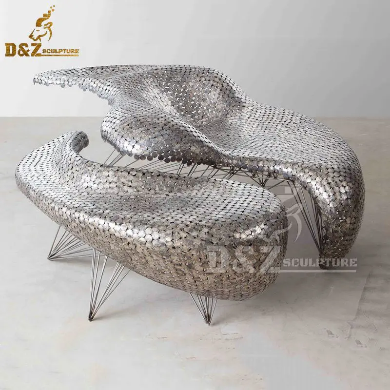 Home Decoration Stainless Steel Chair Sculpture With Mirror Finish