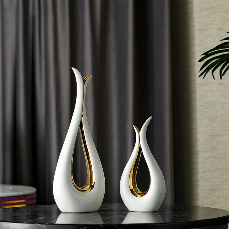new arrivals hotel home tabletop golden flower vase ceramic modern vases decor