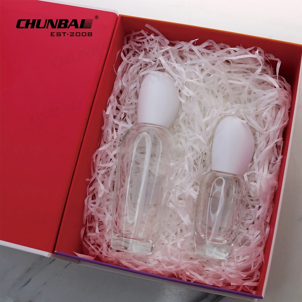 thick round 50ml 100ml 120ml 4 oz 5oz 200ml toner pump spray lotion cream serum skin care cosmetic glass bottle set with box