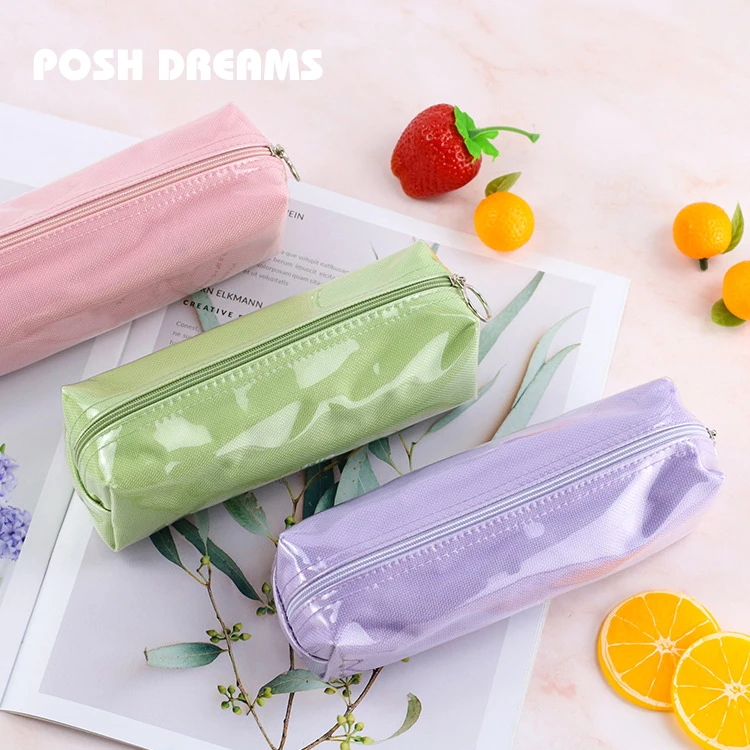 POSH DREAMS Fresh art TPU multifunctional zipper bag student stationery pencil case solid color