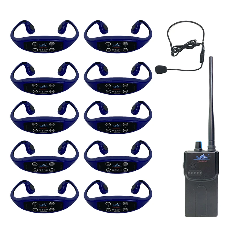 Real Time Swimming Teaching Underwater Audio Coaching System Bone Conduction Headset Earphone Wireless FM Radio Receiver