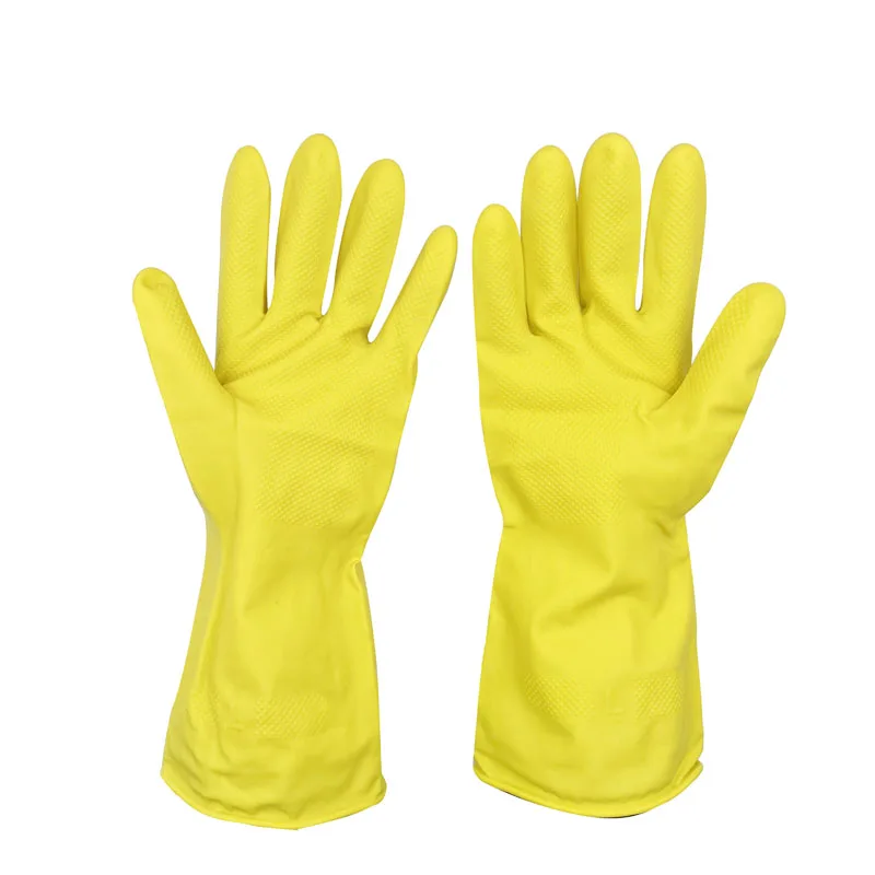 Wholesale Cheap Rubber Cleaning Kitchen Dishwashing Hand Gloves Dipped Liner Latex Flocklined Household Gloves
