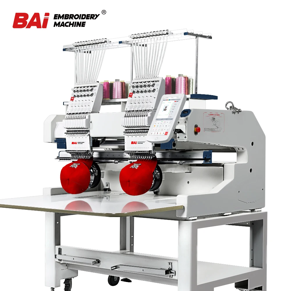 BAI high quality 15 needles two heads DAHAO computer hat embroidery machine