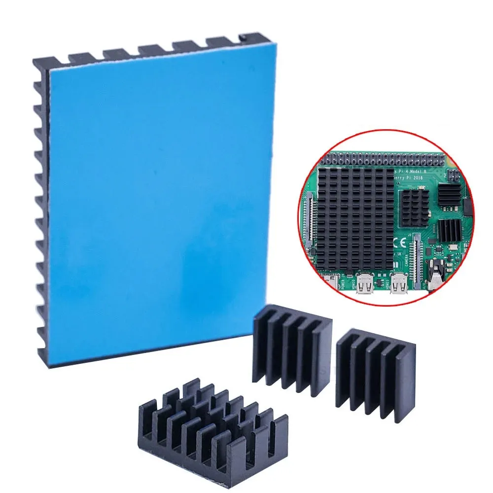 4 в 1 теплоотвод набор из алюминия для Raspberry Pi 4B охлаждающая подставка CPU RAM кулер для Raspberry Pi 4 Модель B радиатора
