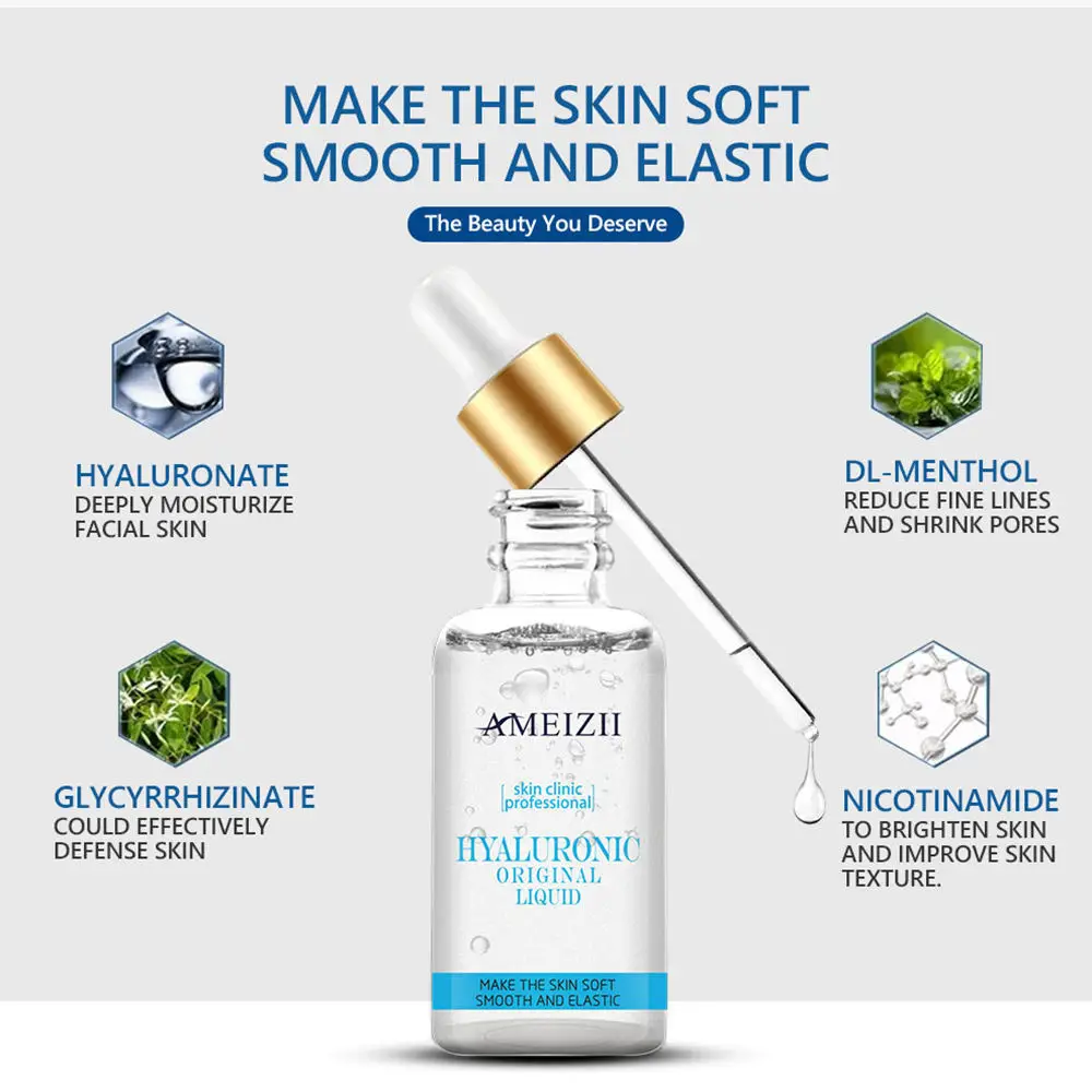 Custom Hyaluronic Serum Soin De Visag Anti-Wrinkle Concentrate Fade Facial Fine Lines Increase Skin Elasticity Whitening Essence