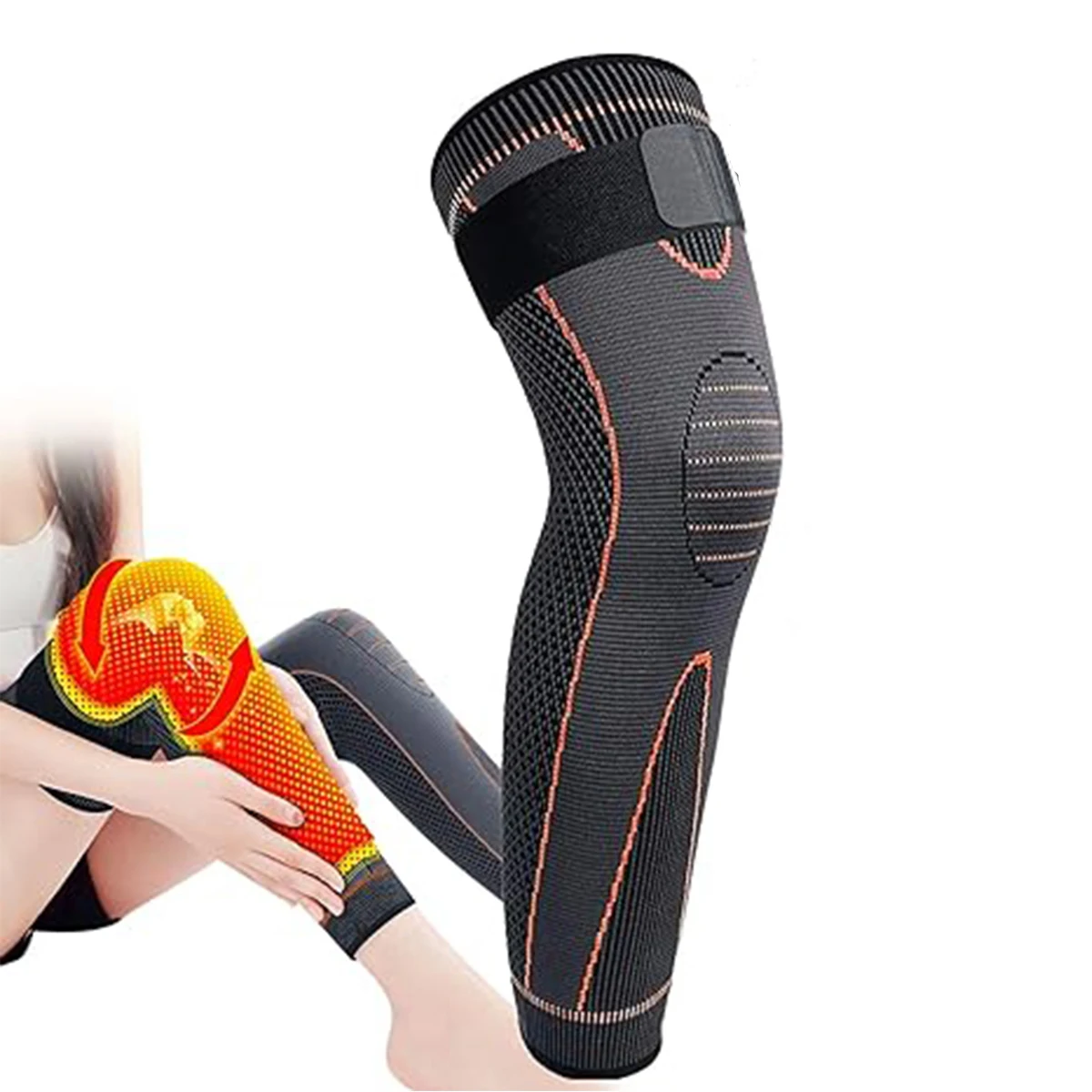 China Factory Self-Heating Wormwood Knee Pads Long Self Heating Brace Sleeve Thermal Cotton Leg Warmer