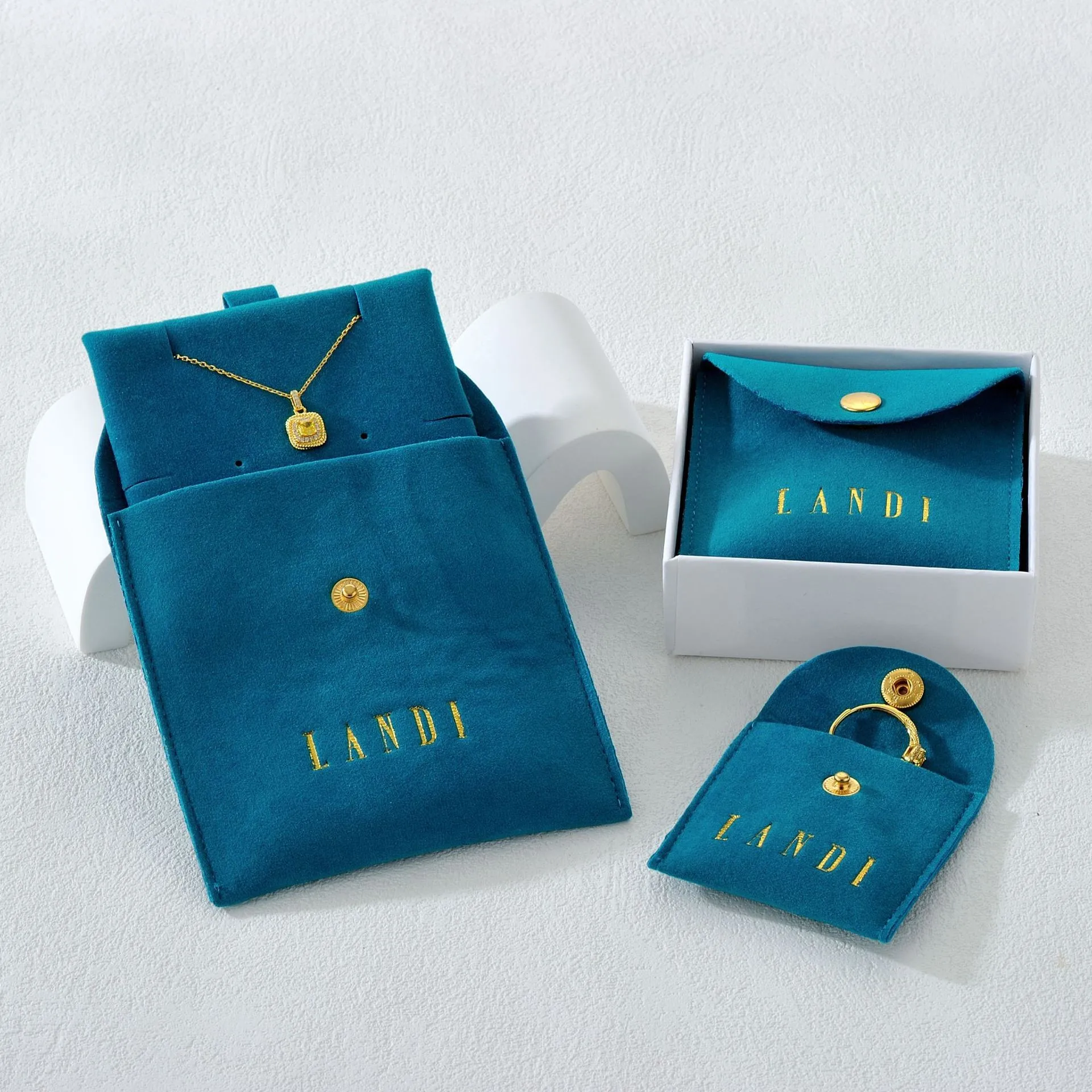 Small Single Custom Compound Double-Sided Velvet With Bottom And Side Bag Portable Jewelry Bag Custom Logo Display