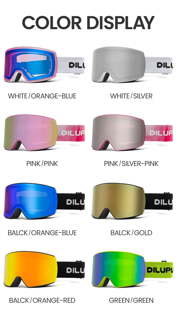 Factory custom ski goggles Anti fog custom snow snowboard goggles snowmobile goggles ski glasses