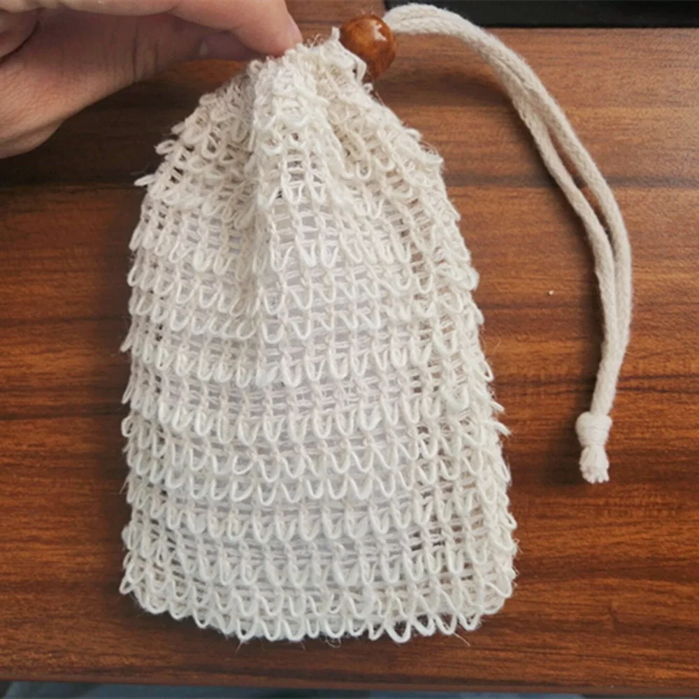 9*14cm Wholesale eco-friendly natural sisal soap bag drawstring customized sisal soap bag with no plastic bag packaging