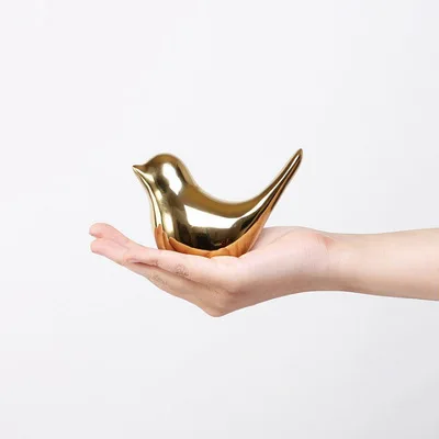 Nordic creative golden ceramic bird furnishing piece of modern simple living room home decor accessories