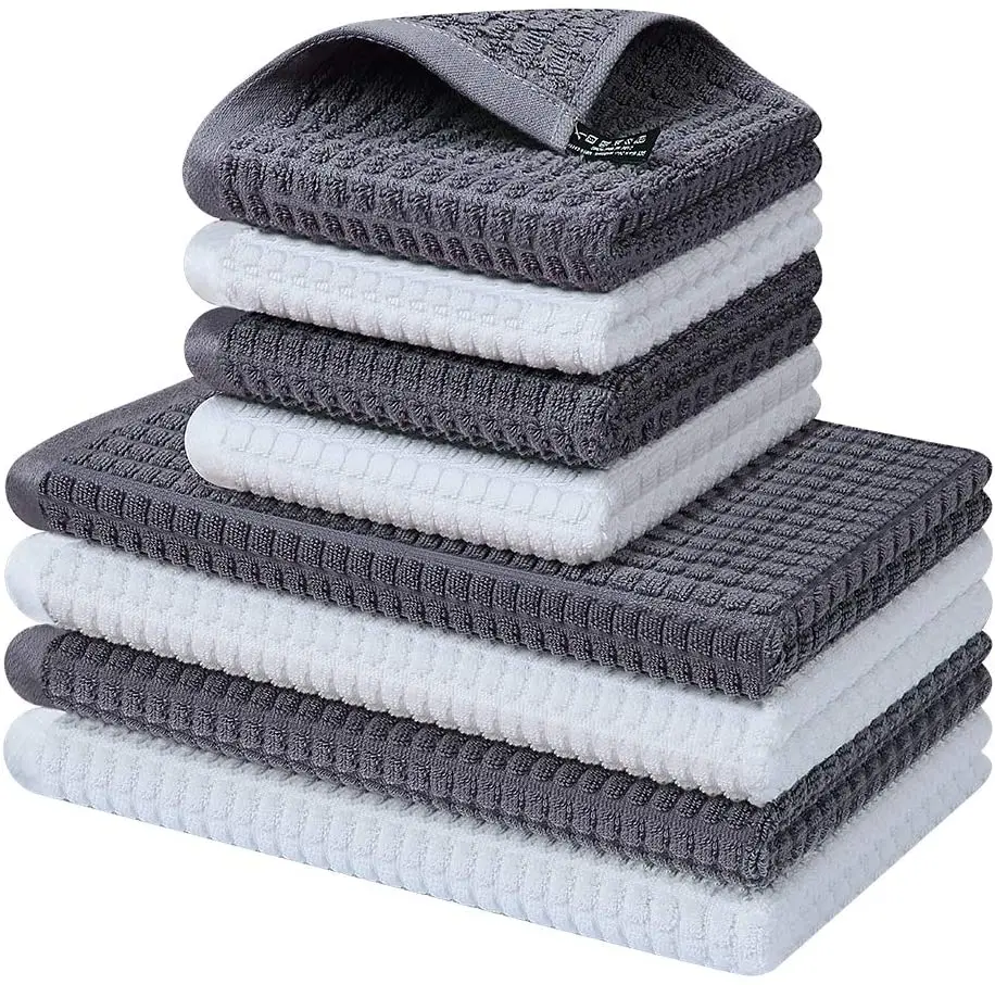 Custom Kitchen Towel Set 100% Cotton Super Absorbent Kitchen Tea Towel Set Durable Best Kitchen Towel and dish Rag Set