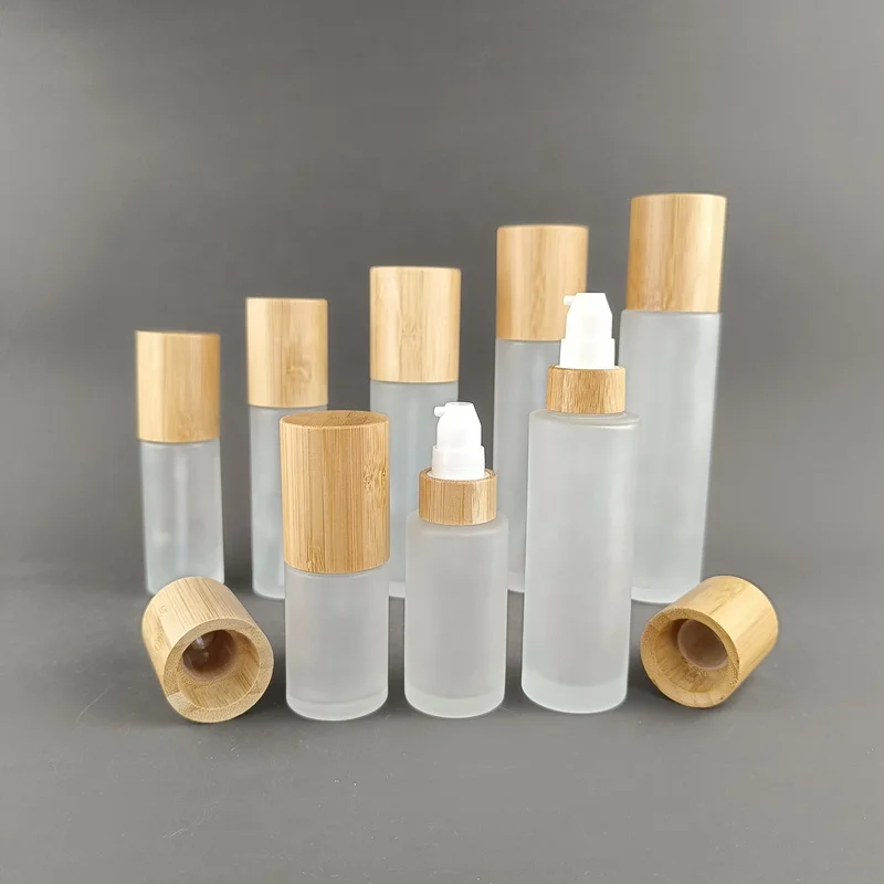 bamboo glass bottle and jar 30ml 50ml 100ml 120ml glass bottle serum bottle 30g 50g 150g 200g bamboo cosmetic jar face cream jar