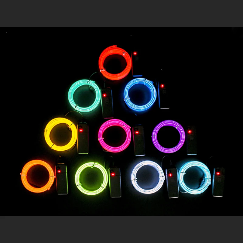 2.3mm 3 meter EL wire Neon rope craft light strip DIY kit with AA battery case Factory price wholesale rush delivery